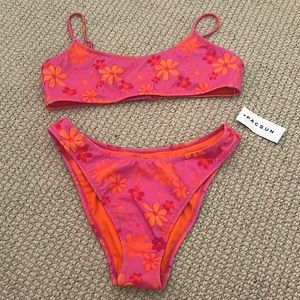 PacSun Pink and Orange Floral Bikini